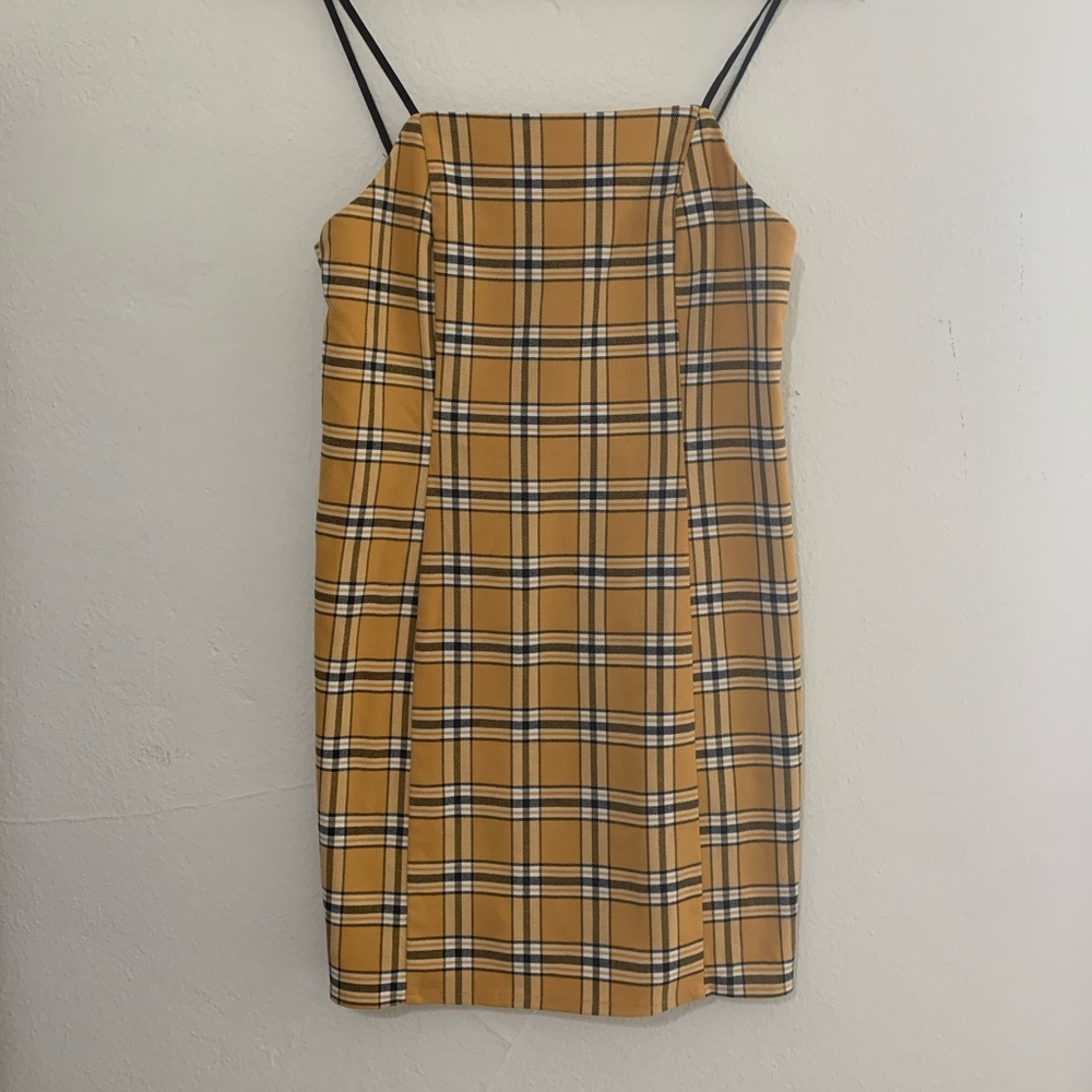 black and yellow urban outfitters mini dress